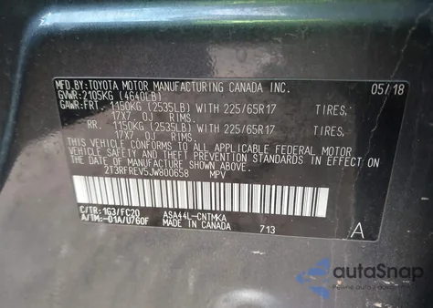 2018 Toyota Rav4 Xle from USA, damaged, VIN 2T3RFREV5JW800658